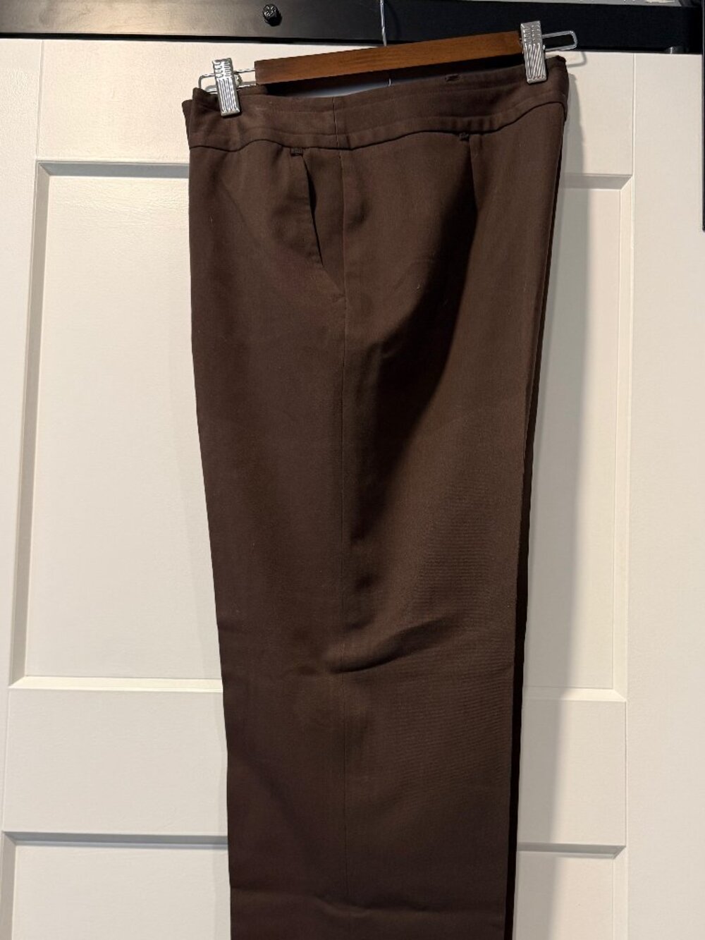 A-Line Chocolate Brown Stretch Ankle-Length Cropped Trousers